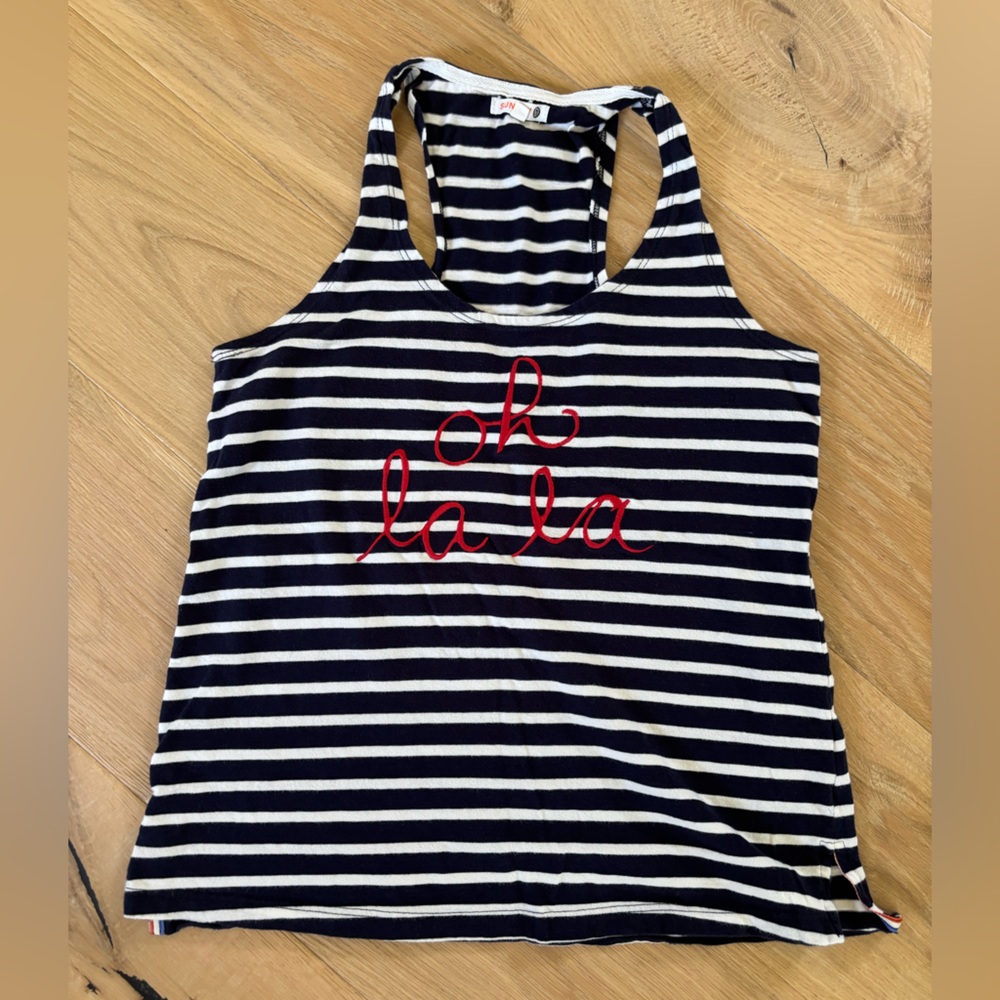 Sundry Navy and White striped Racerback Tank